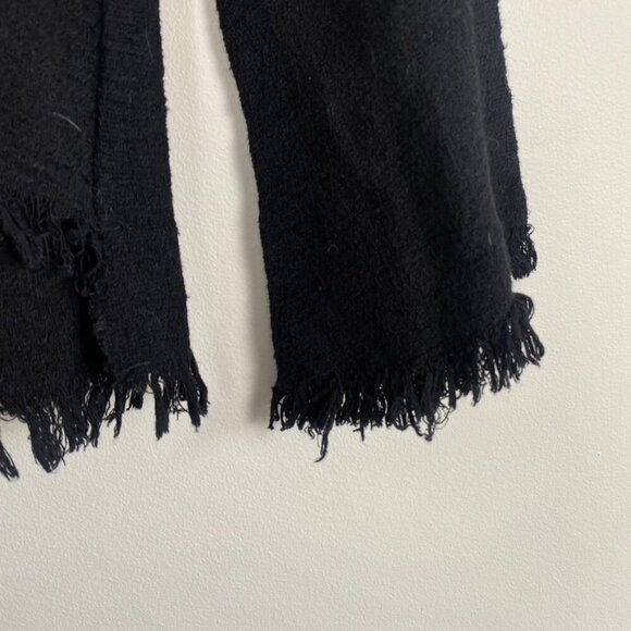 Zara Woman Black Distressed Fringe Bell Sleeve Sweater - Picture 8 of 12